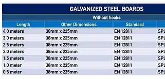 Custom steel scaffold plank sizes
